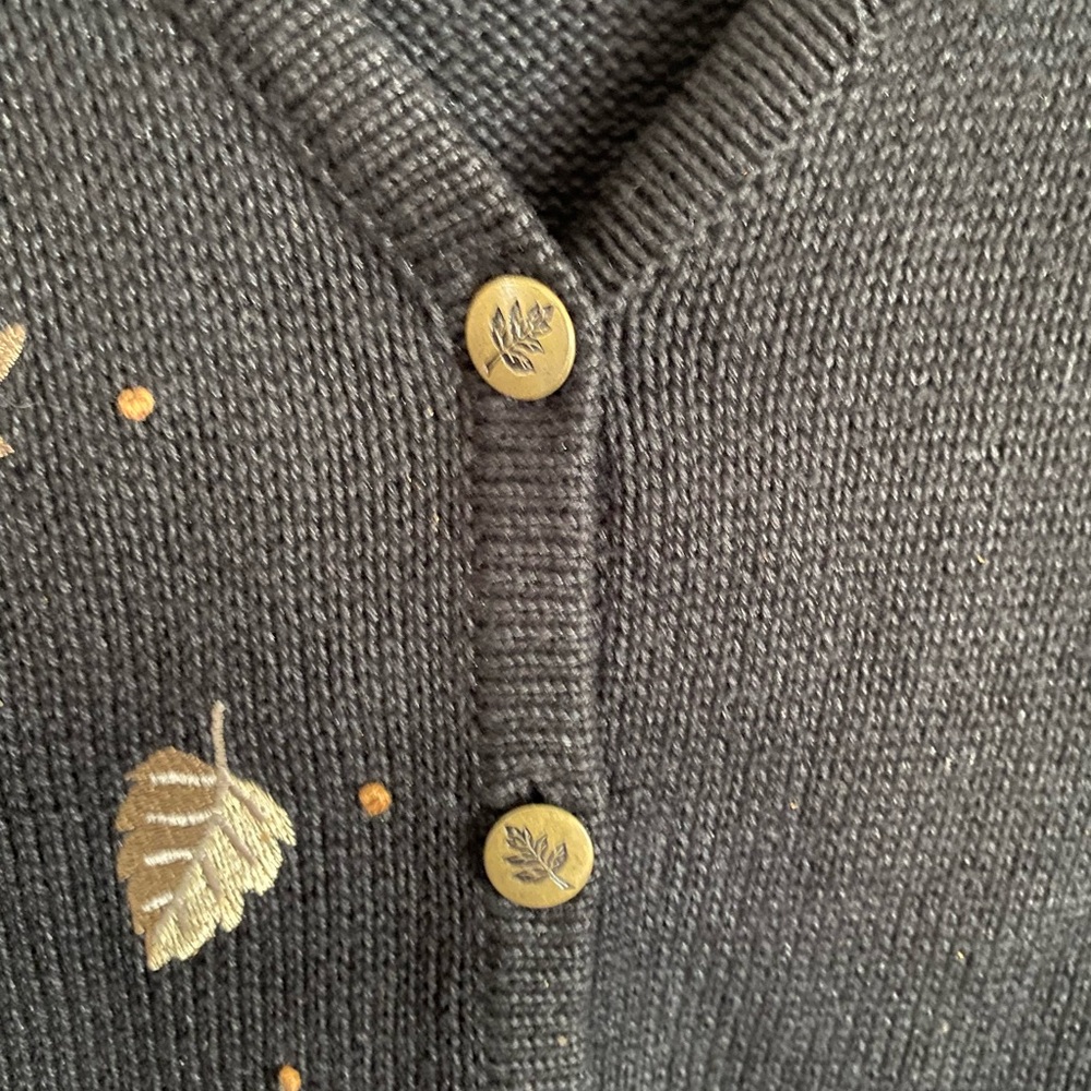 Christopher & Banks Vintage Y2K Hand Embroidered Fall Leaf Sweater Vest - Picture 4 of 8